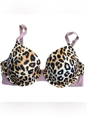 Victorias Secret PINK 36D Bra Leopard Print Wear Everywhere Lightly Lined